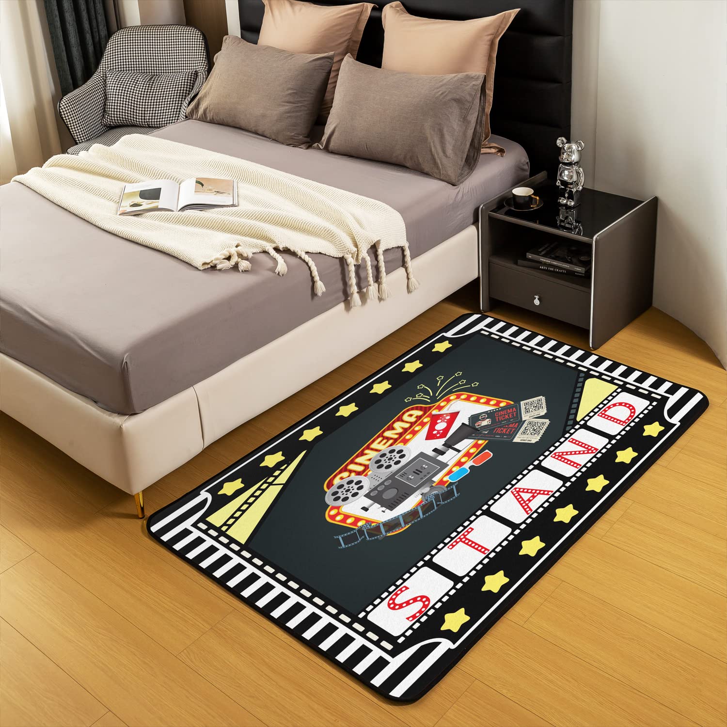 Loussiesd Poster del cinema Tappeti del salotto del cinema Tappeto della decorazione del cinema, decorazione della casa di vecchia moda tappetino per la zona del film tappeto 150x200cm