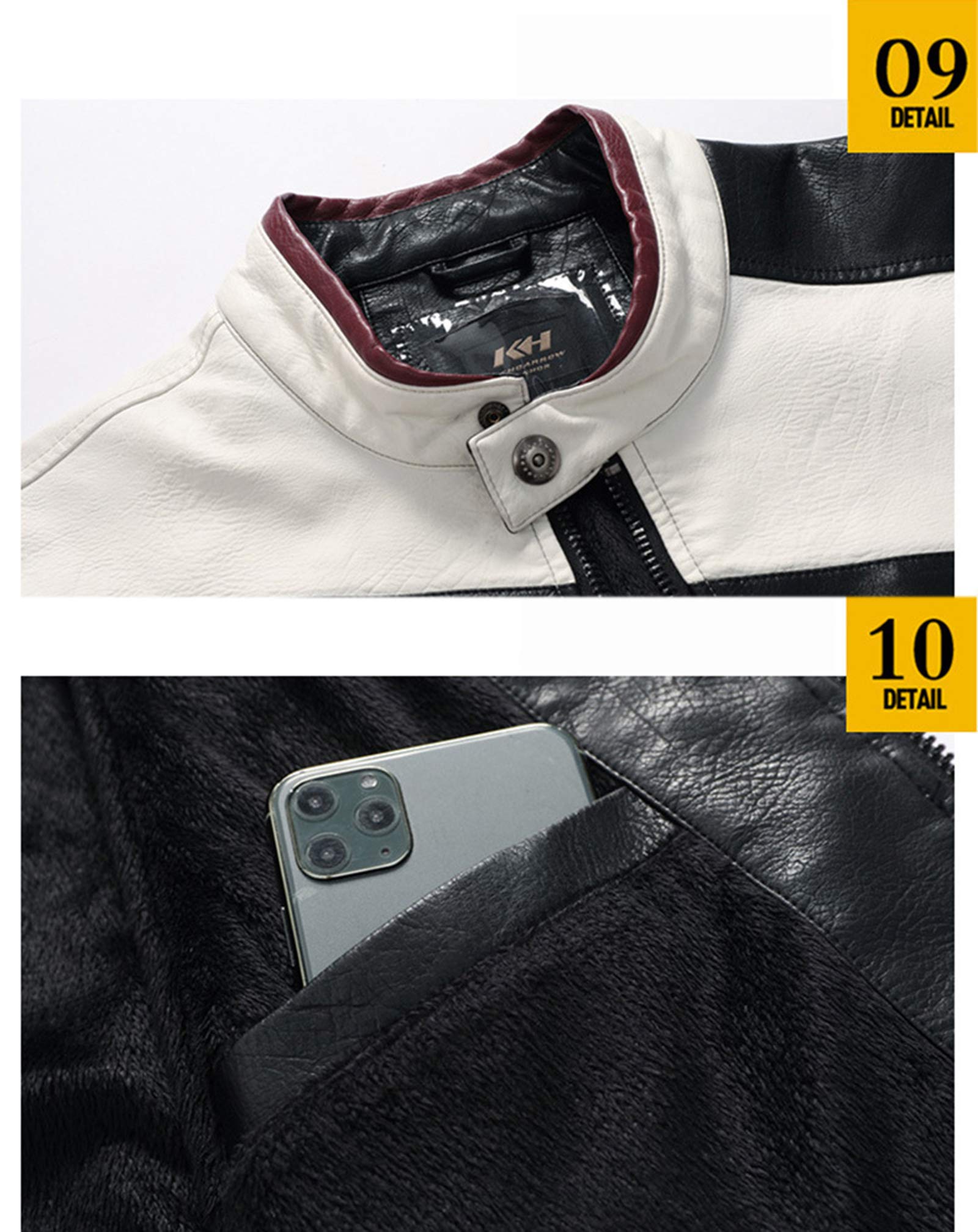 QQA Herren Echtleder Bikerjacke Rindsleder Motorradjacke Leder Stadt Classic Vintage Motorrad Jacke