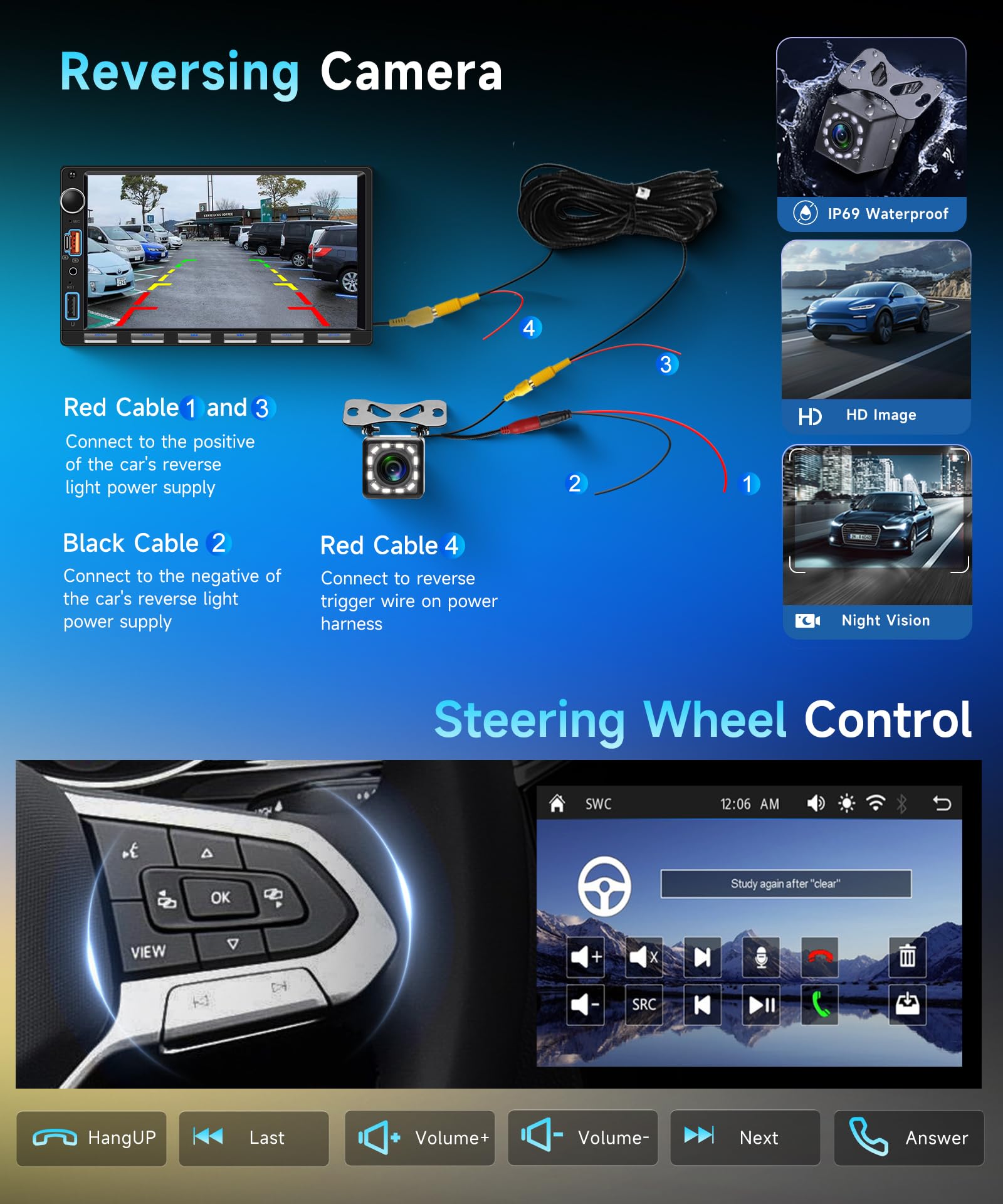 VECHTEL 7" Autoradio 2 Din con carplay wireless Android Auto,radio FM con Blurtooth,navi GPS,2 USB/SD/AUX, video online,Mirror Link,auto touchscreen IPS con telecamera di retromarcia/tasti pianoforte