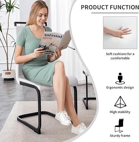 Miniatura 51 de Sillas de Comedor Modernas - Juego de 4 sillas para mesa de comedor, sillas de comedor blancas, patas cromadas plateadas para comedor, sillas de