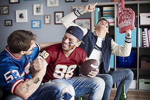 Miniatura 4 de 10 hojas de tatuajes temporales de fútbol americano, tema deportivo, palabras de retoque temporal, tatuaje temporal del Super Bowl, tatuaje falso