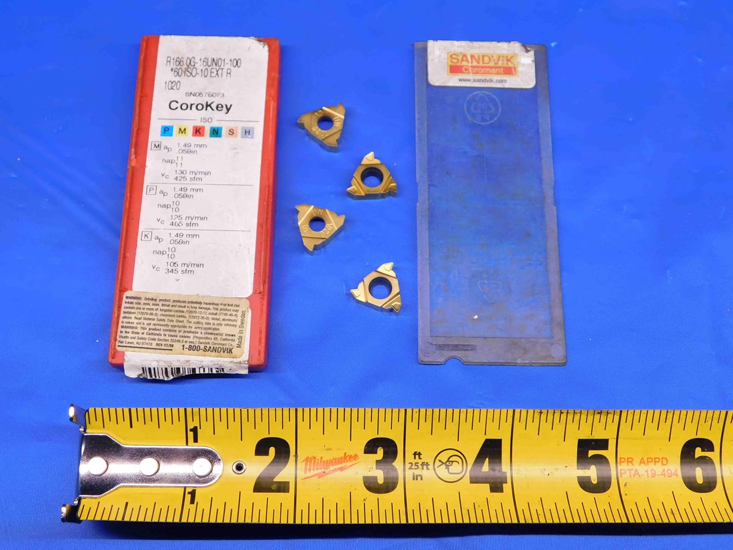 M & J Tooling LLC 4pcs New SANDVIK R166.0G-16UN01-100 1020 TiN Coated Carbide Threading Inserts - BR5077TBB1