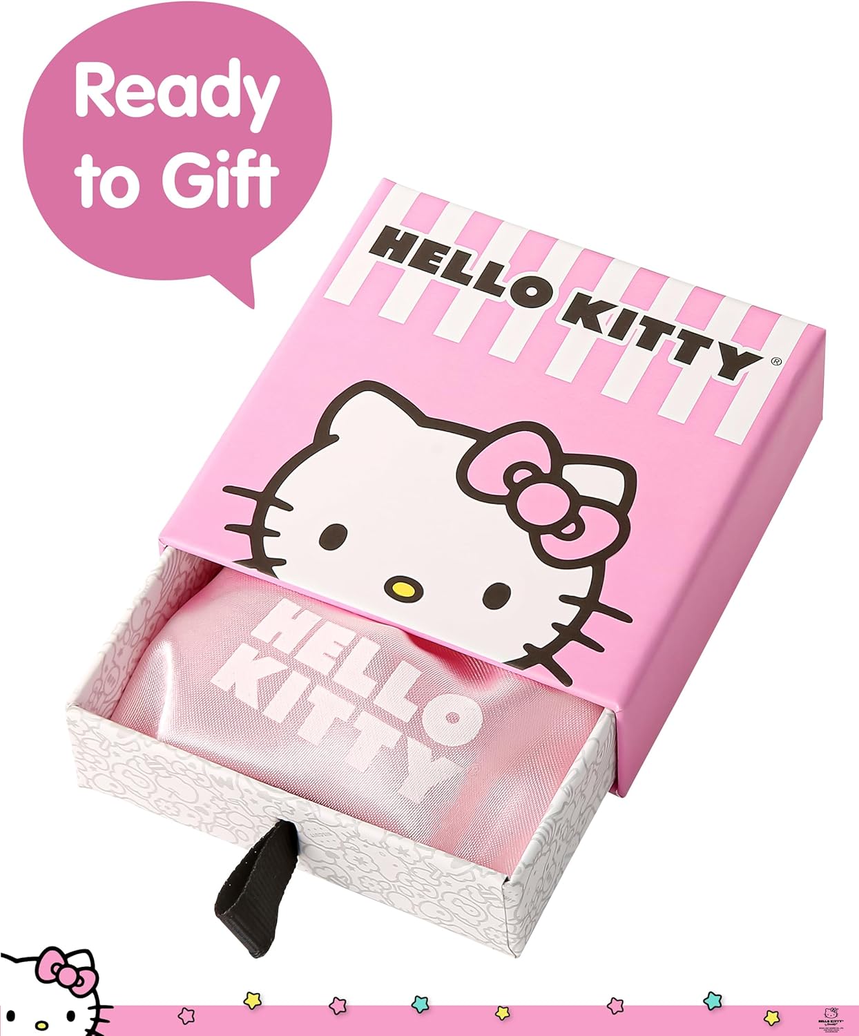 SALLY ROSE Hello Kitty Moon Cubic Zirconia Pendant Necklace Official License, 18" Sterling Silver Hello Kitty Necklace for Women