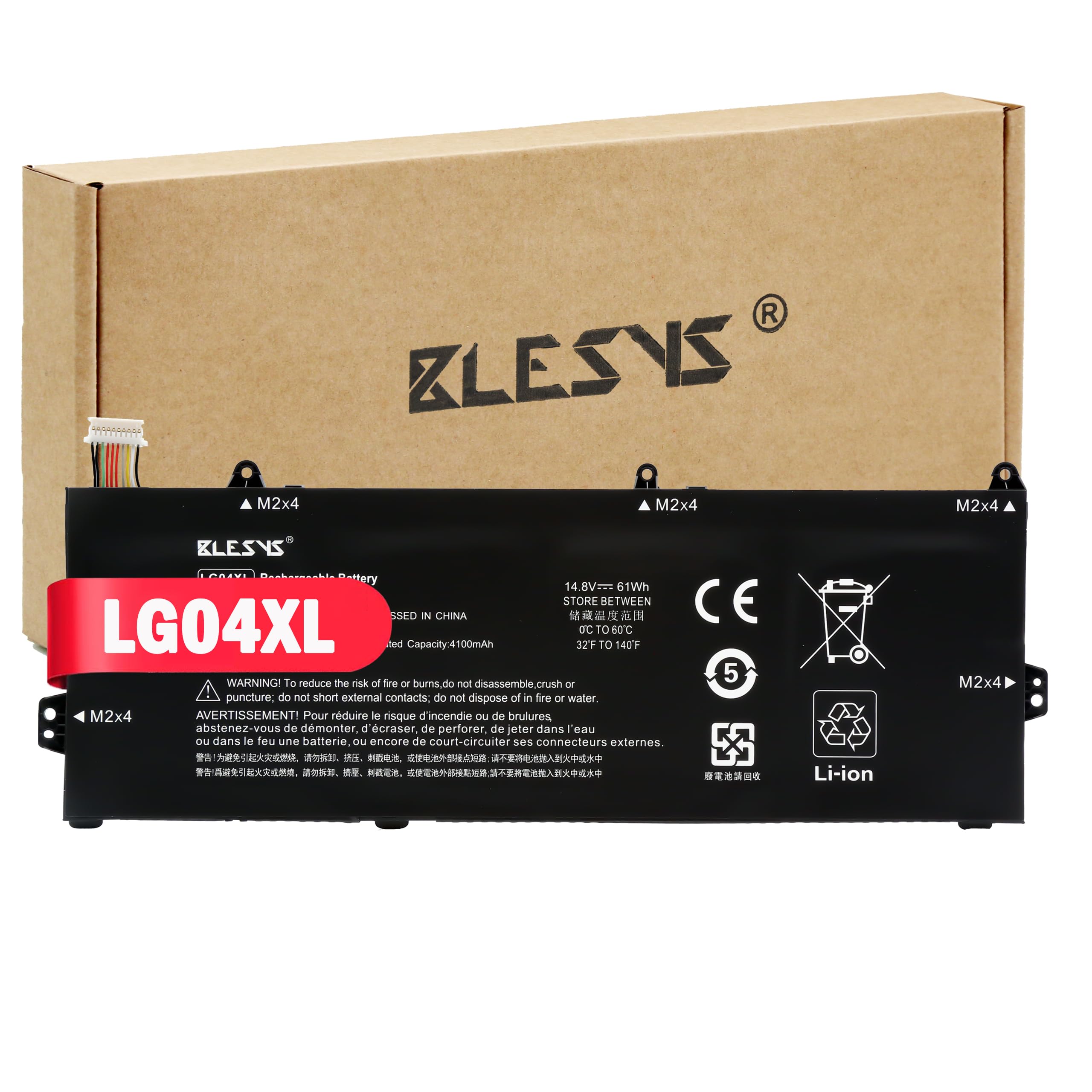 BLESYS Batteria per HP LG04XL L32654-005 HSTNN-IB8S 14,8V 61Wh