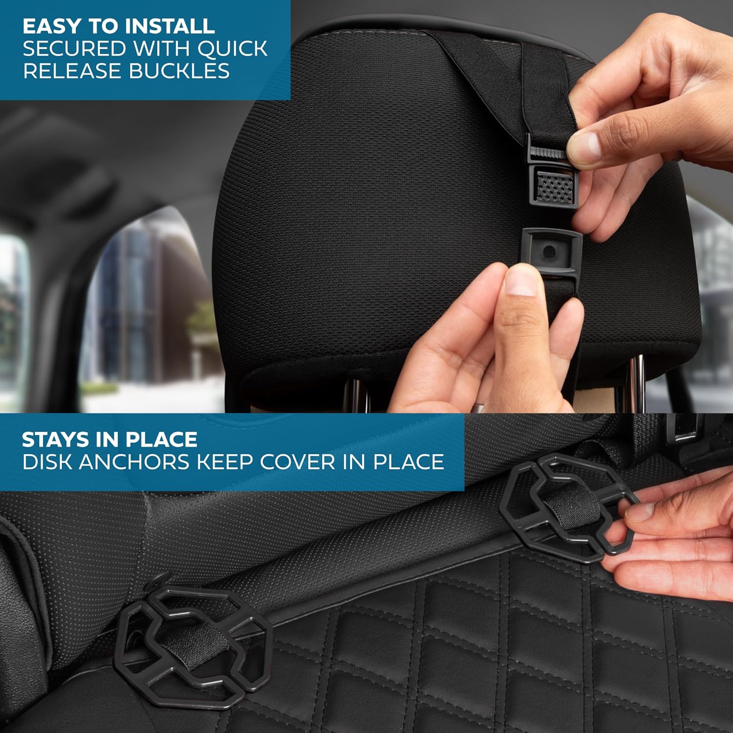 Premium Napa Leather Rear Seat Cover – Semi Universal Fit for Most Cars, Truck & SUV – Beige Back Seat Protector – Anti-Slip, Durable Bench Cover – Easy Install, Luxury Car Interior Upgrade