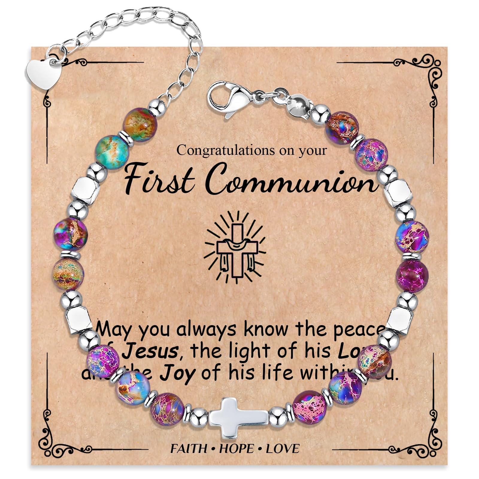 Cross Bracelet for Women Girls, Christian Gifts for Daughter Granddaughter Sister In Christ Friend Niece, Baptism Confirmation First Communion Gifts for Girls