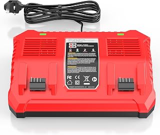 ARyee Dual Ports Replacement Charger for Milwaukee 18V Lithium Battery, 6A Rapid Charger Compatible with 48-11-1813 48-11-1815 48-11-1840 48-11-1841 48-11-1850 48-11-1860 48-11-1862