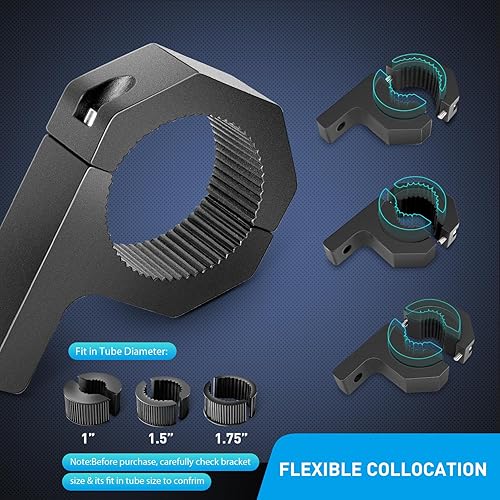 Miniatura 3 de Nilight - Kit de soporte de montaje 90020D de 4 piezas, luz LED todoterreno, barra horizontal, abrazadera de tubo de barra para techo, soporte