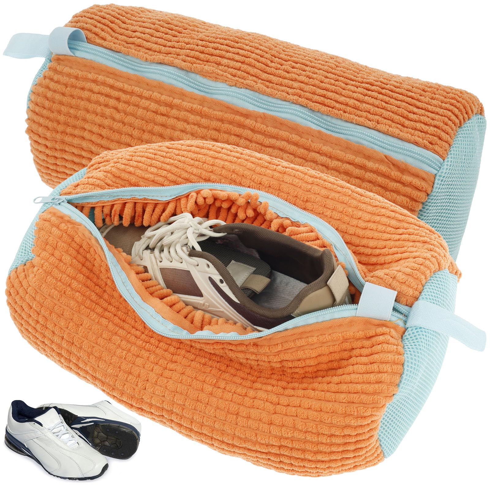 Gatphy 2Pcs Shoe Washing Machine Bag, Shoe Laundry Bag with Zipper Hook, Lightweight Portable Shoes Cleaning Bags, Reusable Shoes Cleaner Bags for Washing Machine Travel Storage (Orange) — image 1