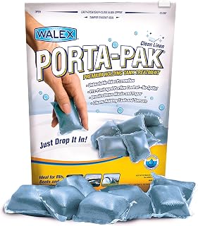 Walex Porta-Pak Holding Tank Deodorizer Drop-Ins, Controls Unpleasant Odors Even at Extreme Temperatures, Commercial Strength, Refreshing Clean Linen Fragrance, Made in The USA, 10 Treatments