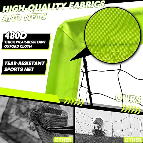 Miniatura 3 de Portería de fútbol portátil de 5 x 3, 6 x 4, 9 x 5 pies, para patio trasero, red de práctica de fútbol plegable con bolsa de transporte para niños