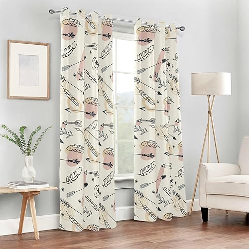 Miniatura 6 de Cortinas bohemias étnicas místicas espirituales mágicas esotéricas tribales negras de 84 pulgadas para tratamiento de ventanas, divisores de