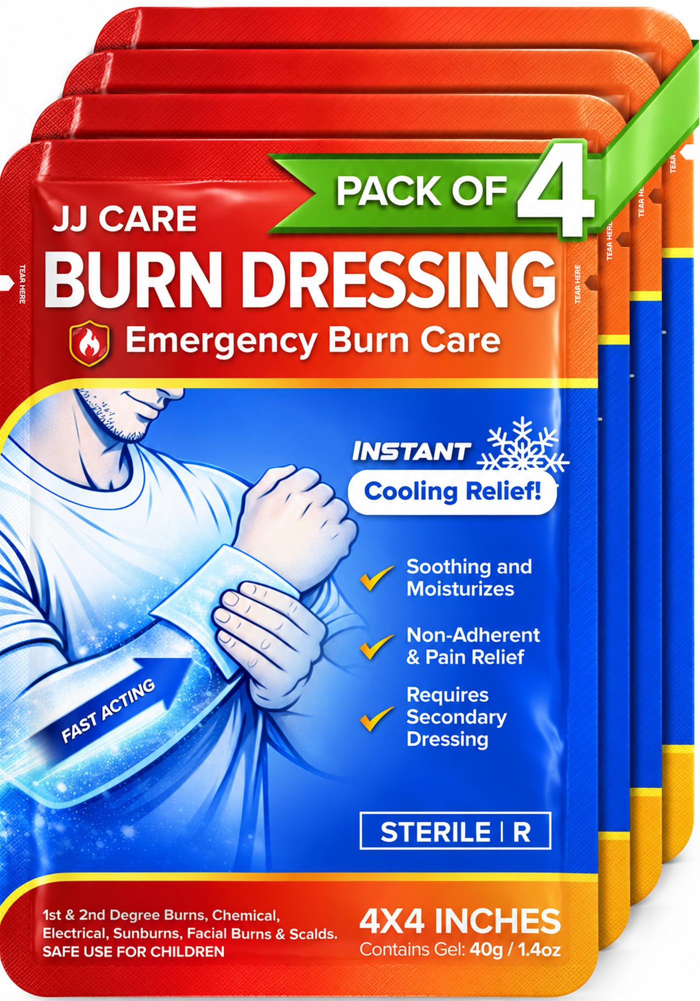 Burn Dressing 4"x4" Sterile Hydrogel Burn Pads | 6-Pack | FSA&HSA Eligible — Amazon image 10