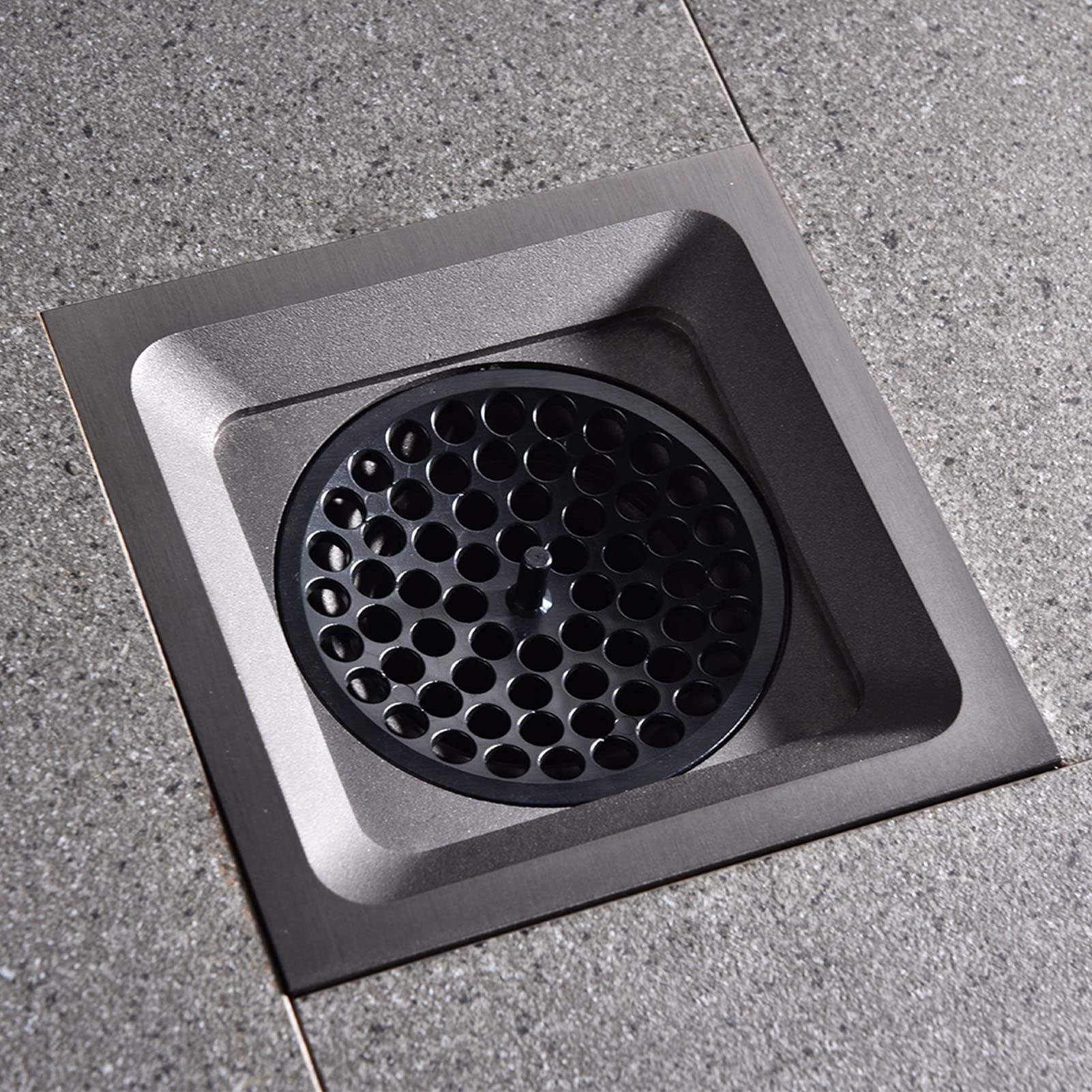 Scarico doccia 10 * 10 cm, scarico doccia quadrato con griglia rimovibile, filtro per capelli, scarico a pavimento in acciaio inossidabile anti intasamento, copertura scarico doccia,Gun gray