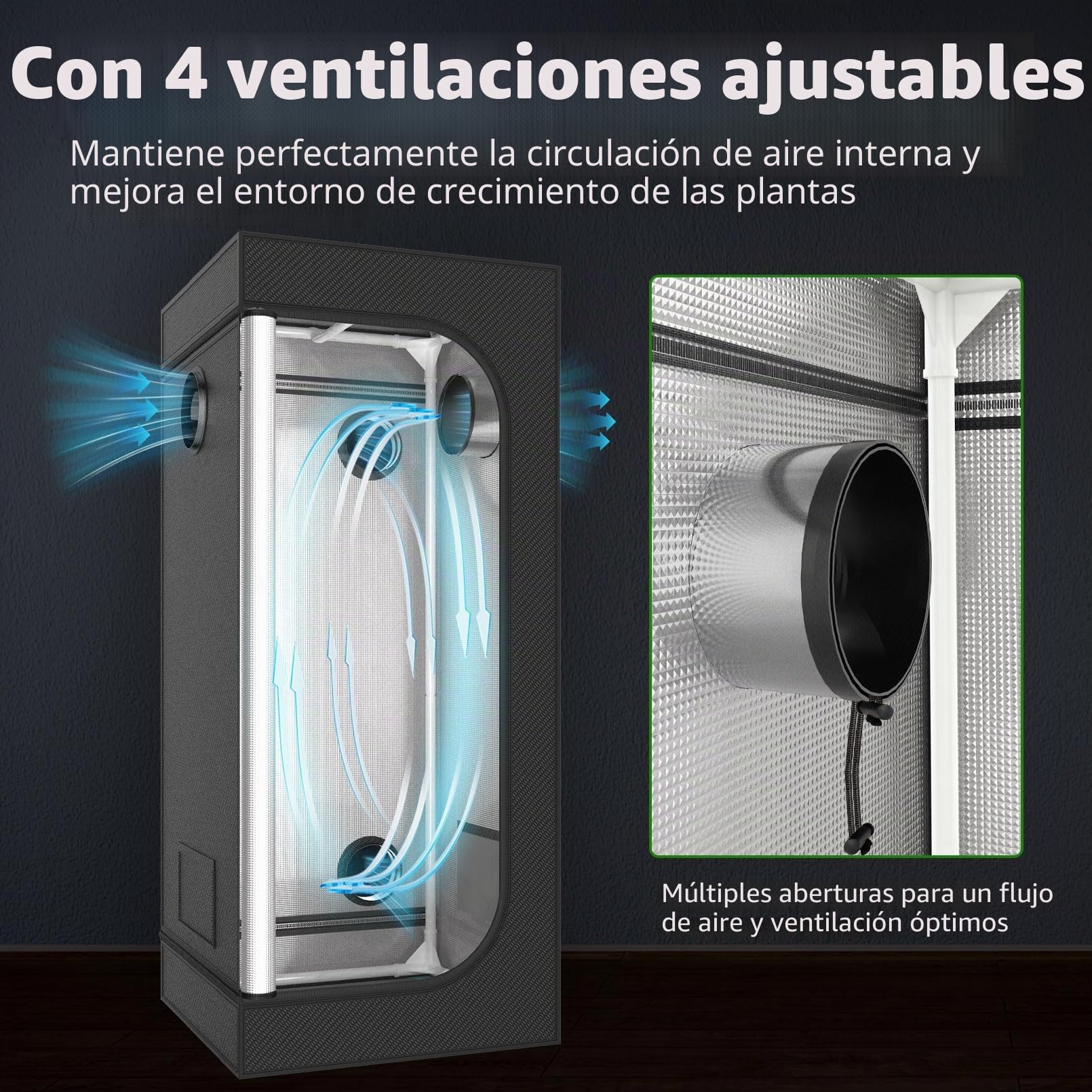 Juego Completo de Tienda de Cultivo LED, lámpara de Cultivo de Espectro Completo LED de 200 W, Regulable, 120x120x200cm, Kit Completo de Tienda de Cultivo hidropónico
