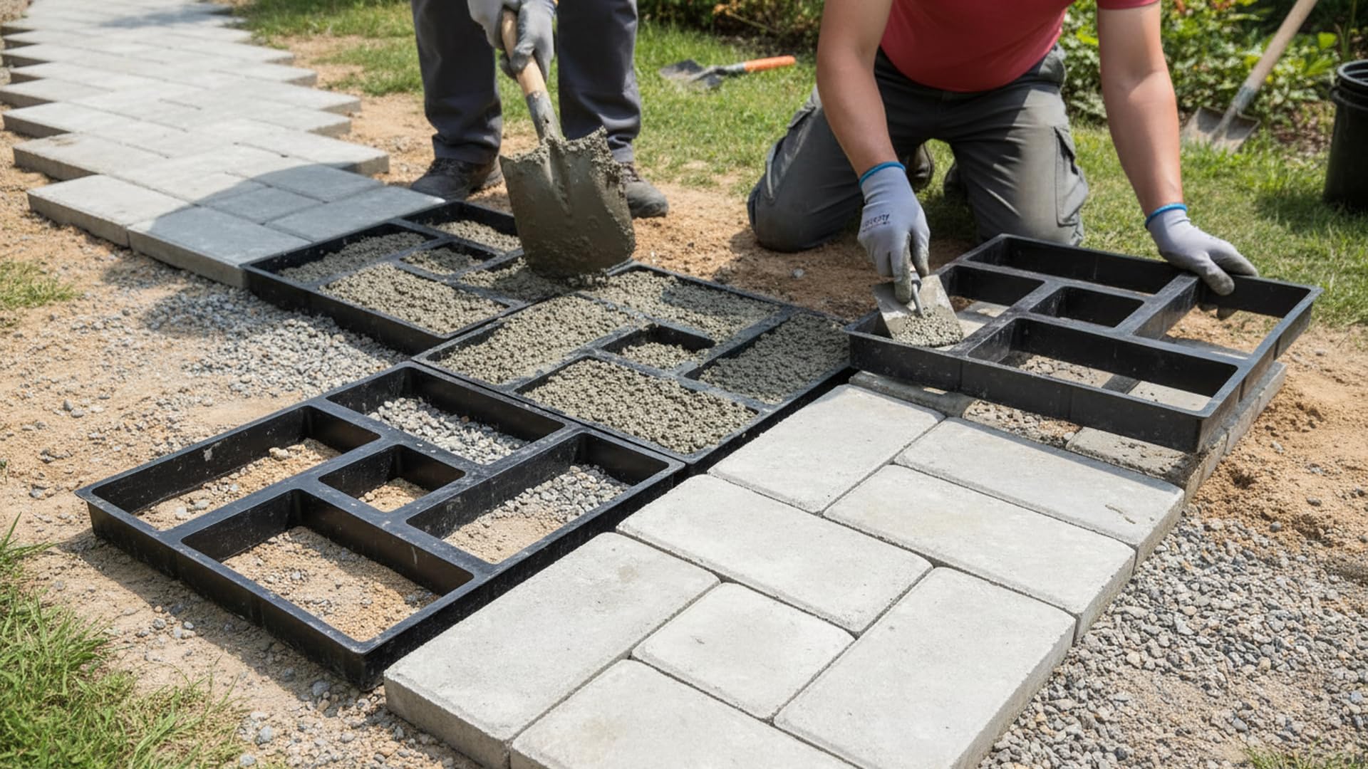 generic Molde de Plástico Reutilizable para Pavimento de Jardín, Camino de Hormigón para Patio, Pasarela y Suelo, Molde Duradero, Ligero y Fácil de Usar para Proyectos de Paisajismo en