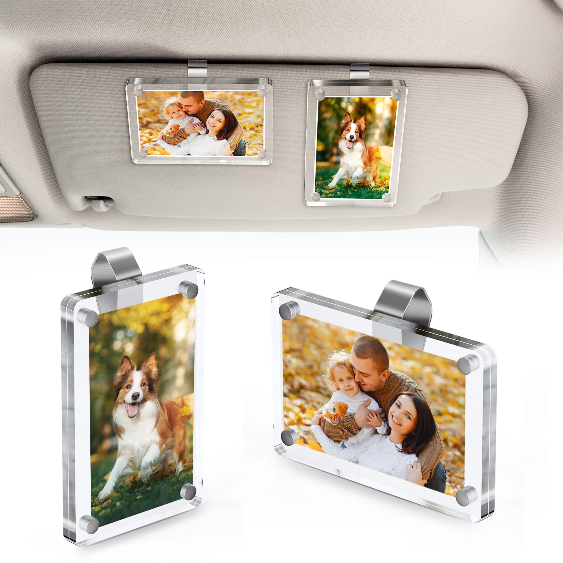 2Pcs Car Picture Holder for Sun Visor Magnetic 2 4x3 5 Car Visor Photo Clip Horizontal Vertical Photo
