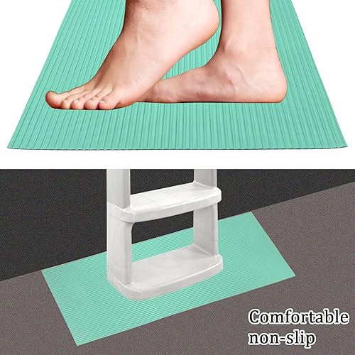 Miniatura 6 de Pool Ladder Mat, above Ground Swimming Pool Ladder and Step Mat, Protective Ladder Pad Step Mat for Pool with Non-Slip Stripe, Light Green 24 inch X