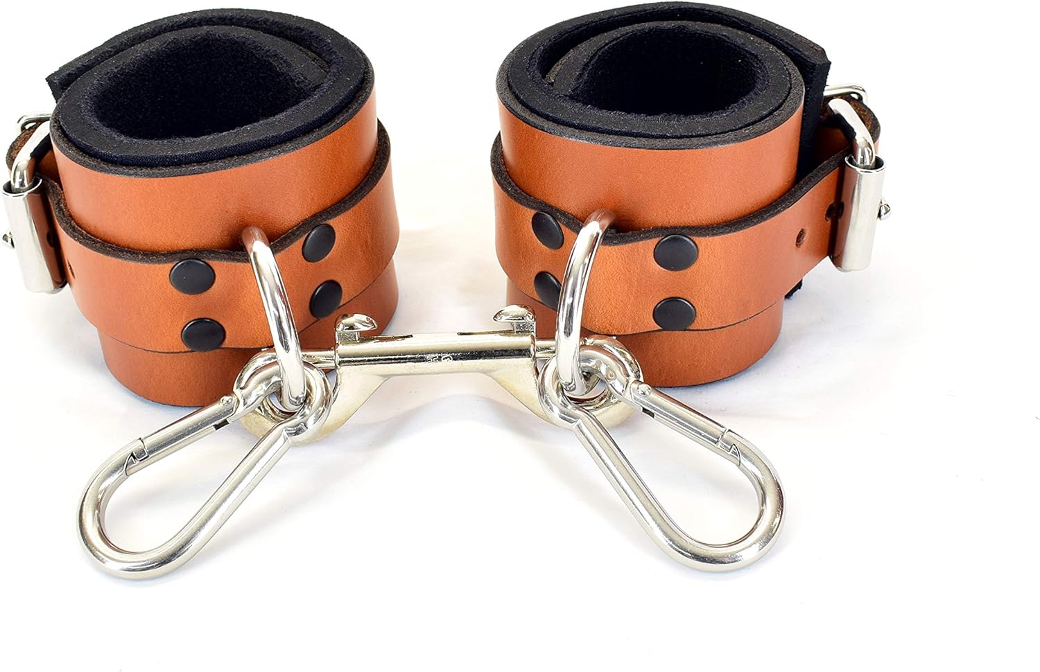 Premium Brown Leather Wrist Bondage Cuffs BDSM Fetish Restraints for Kinky Sex