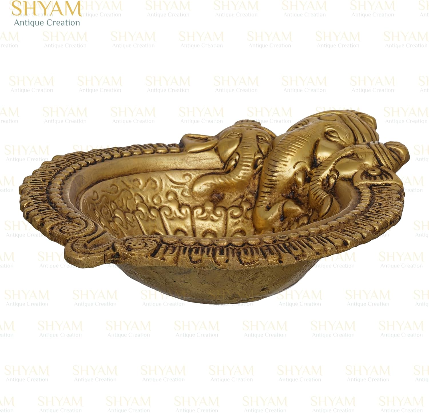 Brass Ganesh Ji Diya for Temple God Ganesha Big Size Oil Deepak Ganpati Bapaa Oil Lamp Akhand Jot Diya Deepak for Mandir Temple Puja Arti and Diwali Pooja