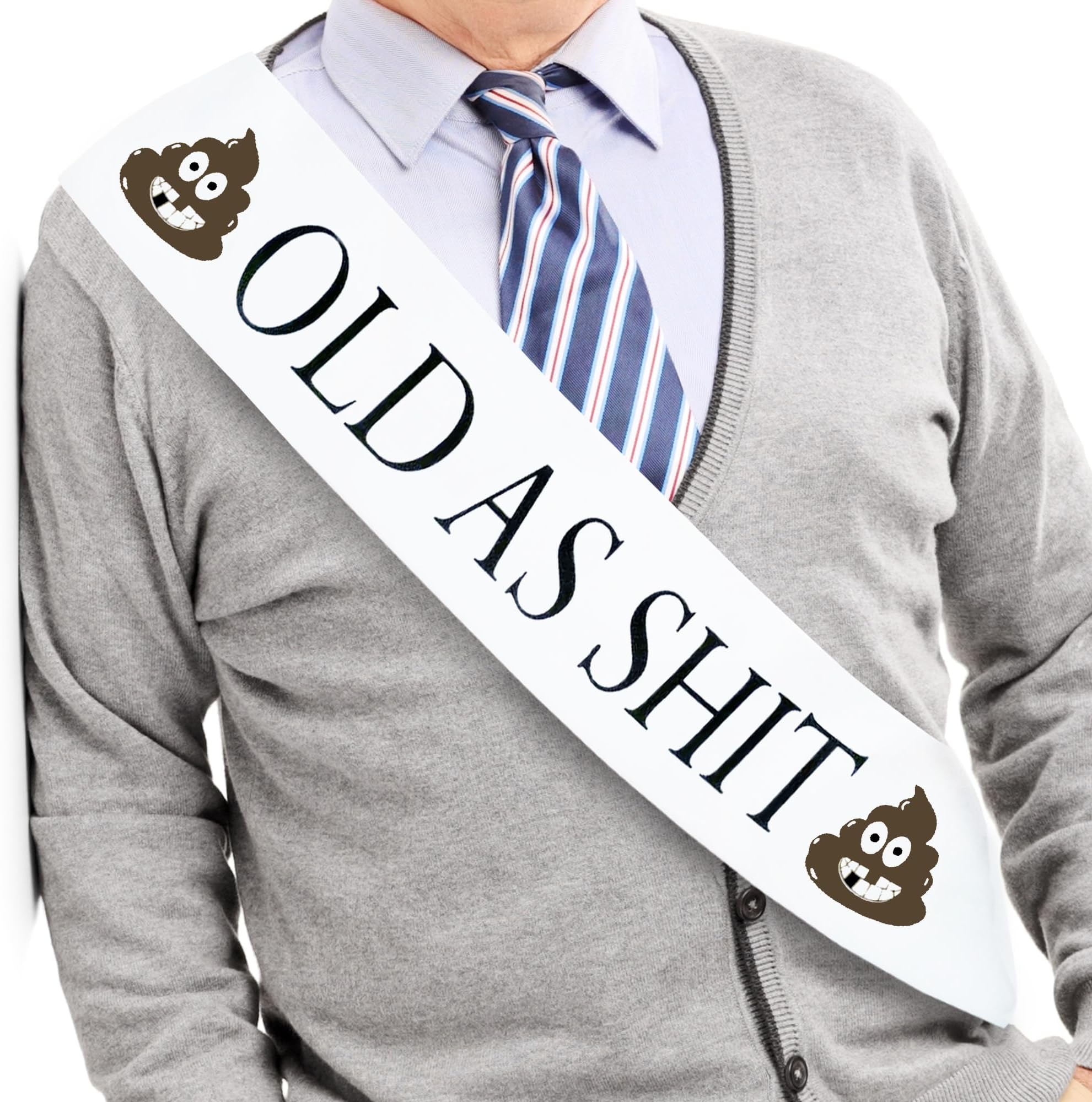 Old AS SHlT Sash – Birthday & Retirement Sash For Men and Women & Large Safety Pin. Retired Work Party & Events (BLACK)