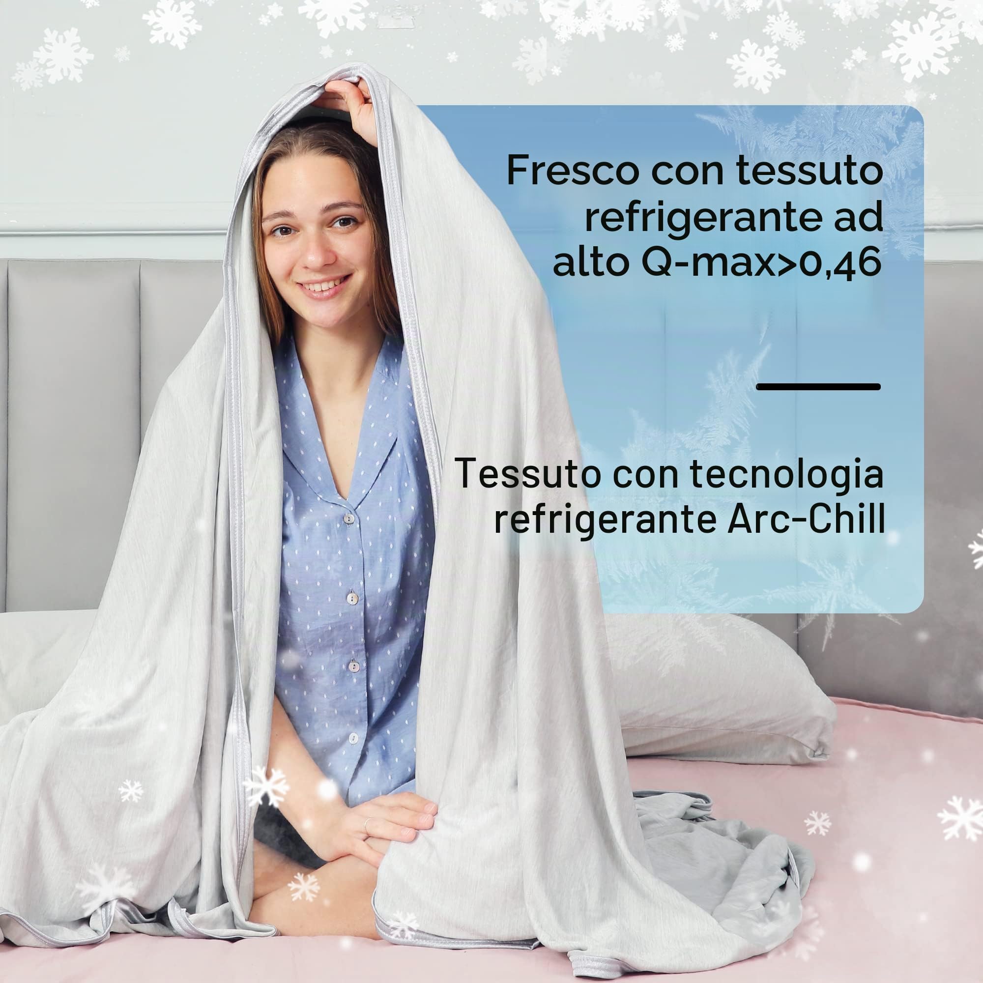 Coperta rinfrescante per letto queen size, 203,2 x 228,6 cm, Q-Max > 0,46, tecnologia Arc-Chill, per dormire caldi, sudorazione notturna, vampate di calore, fresca, sottile, morbida, leggera