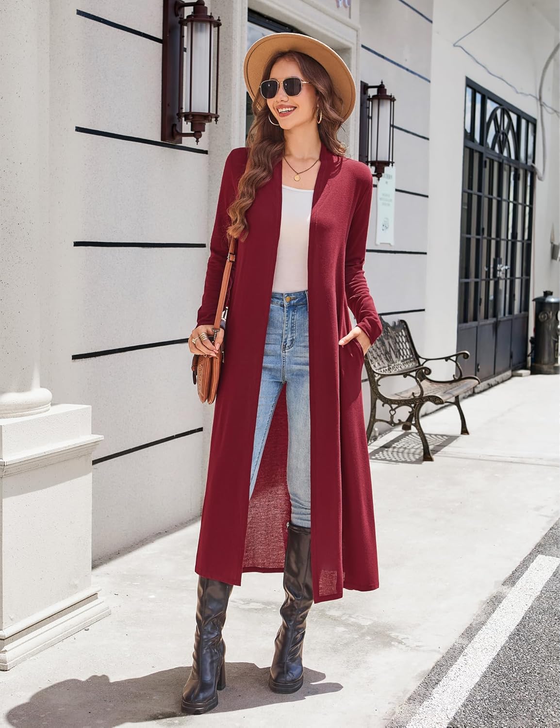 Newchoice Women's Long Cardigans with Pockets Knit Open Front Floor Length Cardigan Sweaters Lightweight Long Sleeve Dusters - Image 2