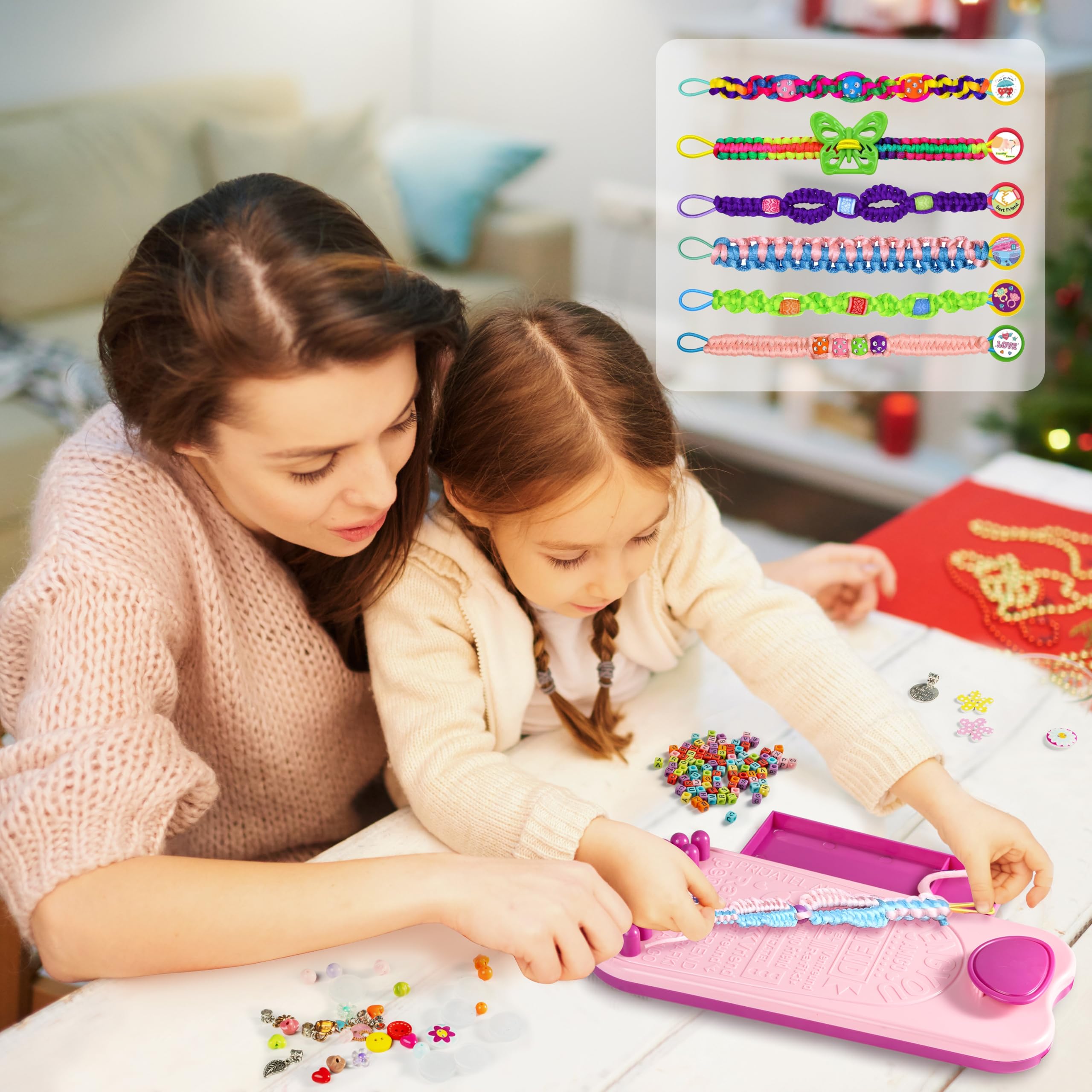 Armbandset, set voor het maken van vriendschapsarmbanden voor meisjes van 6, 7, 8, 9, 10, 11, 12, doe-het-zelf, creatieve set voor kinderen van 6 tot 12 jaar, speelgoed voor meisjes met draden, kralen Armbandset, set voor het maken van vriendschapsarmbanden voor meisjes van 6, 7, 8, 9, 10, 11, 12, doe-het-zelf, creatieve set voor kinderen van 6 tot 12 jaar, speelgoed voor meisjes met draden, kralen