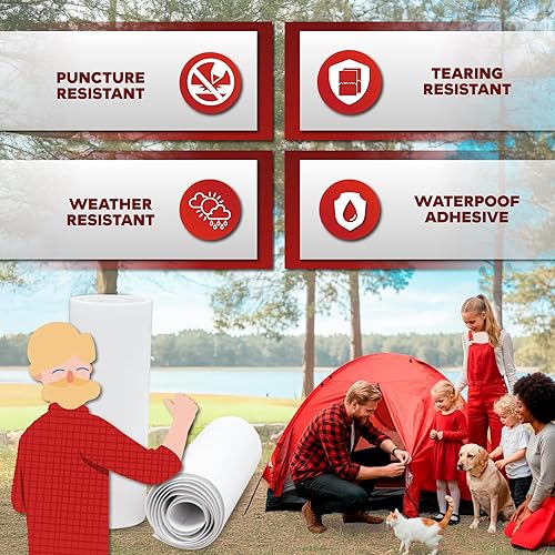 Miniatura 2 de XFasten Cinta de reparación de tela y vinilo, transparente, 3 x 20 pulgadas (2 juegos), kit de parche de vinilo impermeable para reparación de