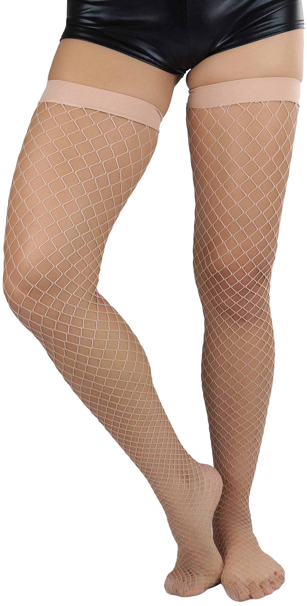 ToBeInStyle Women’s Vibrant Large Net Fishnet Thigh High Elastic Nylon Novelty Stockings