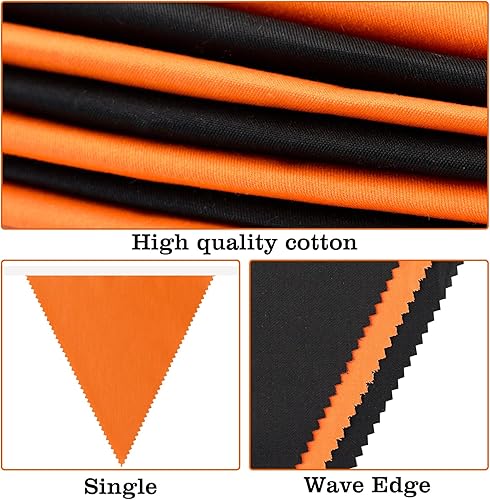 Miniatura 2 de G2PLUS Cadena de pancarta para decoración de fiestas, bandera triangular naranja y negra de 39 pies, guirnalda de banderines de algodón, banderas