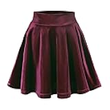 Women's Velvet Basic Versatile Stretchy Flared High Waist Mini Skater Skirt