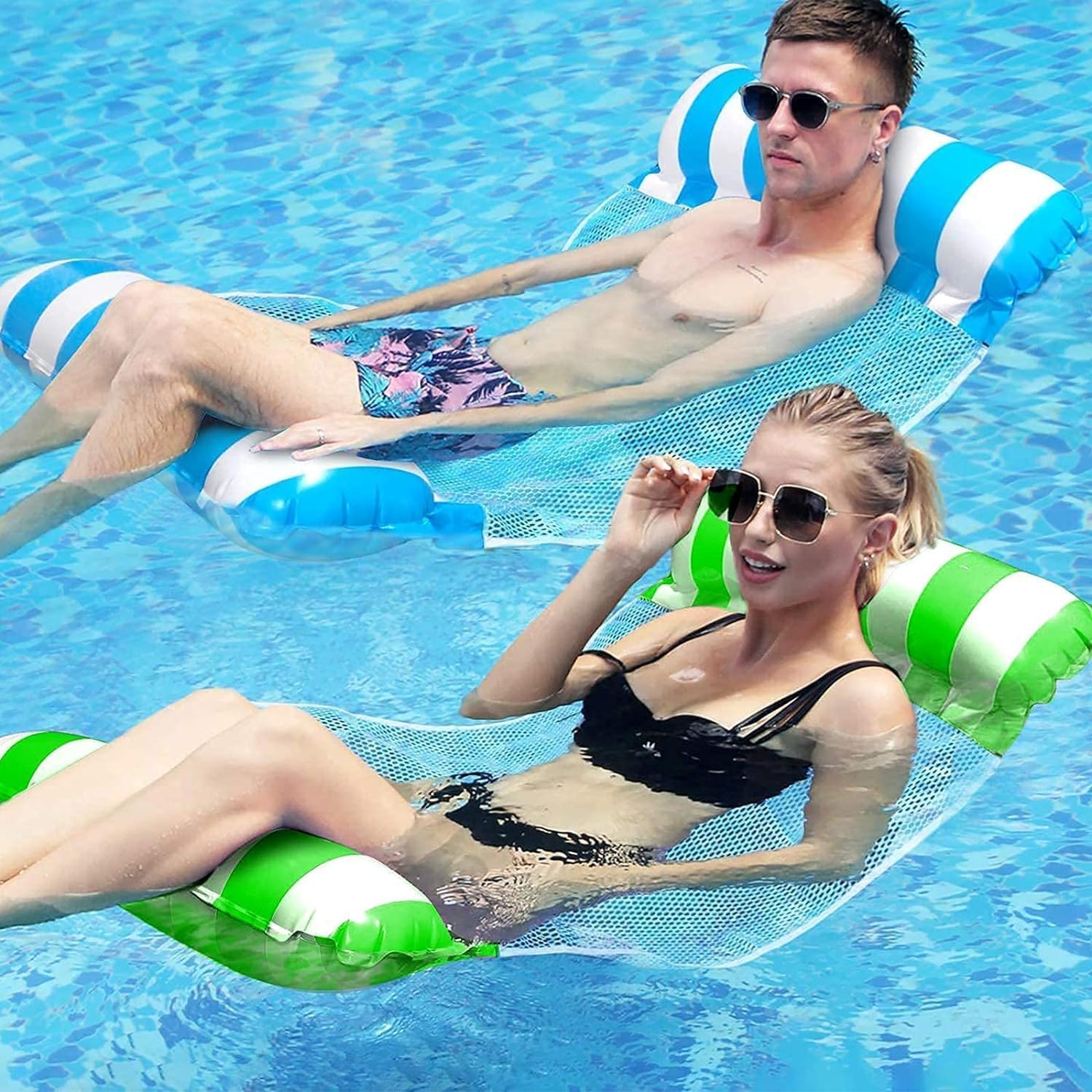 Water Pool Lounge Bed Swim Chair Beach Swimming Pool Hammock Seats Portable Water Floats Bed For Party Vacation Fun Rest Saddle Beach Drifter