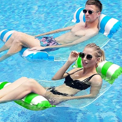 SHOPPOSTREET Water Pool Lounge Bed Swim Chair Beach Swimming Pool Hammock Seats Portable Water Floats Bed For Party Vaca
