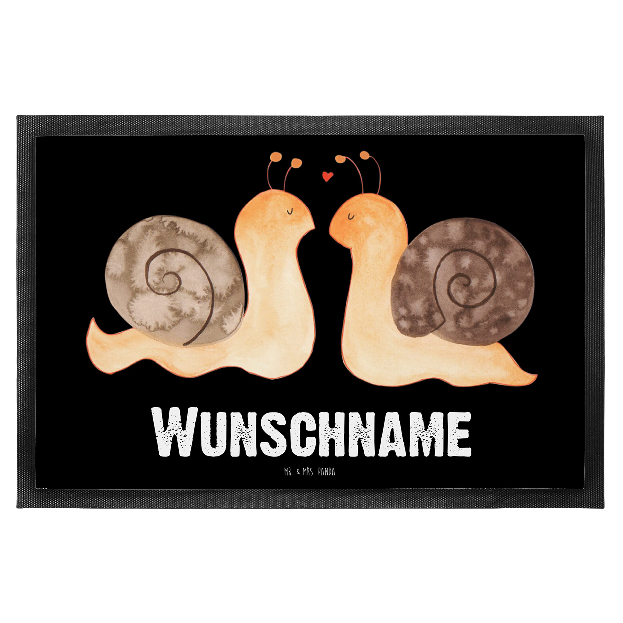 Mr. & Mrs. Panda Fussmatte personalisiert Schnecken Liebe 40 x 60 cm - Personalisierte Geschenke, Gemeinsam, Jahrestag, Fußabtreter, Türmatte, Fußmatte personalisierbar, Freundin, Paar, Große