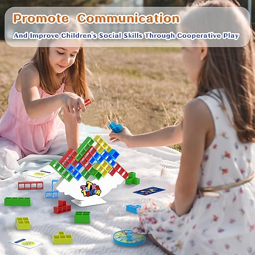 Miniatura 2 de Juego de 48 piezas de Torre Tetra con disco de castigo, juegos de mesa de ataque apilable, juguete apilable de equilibrio de 2 jugadores, juegos