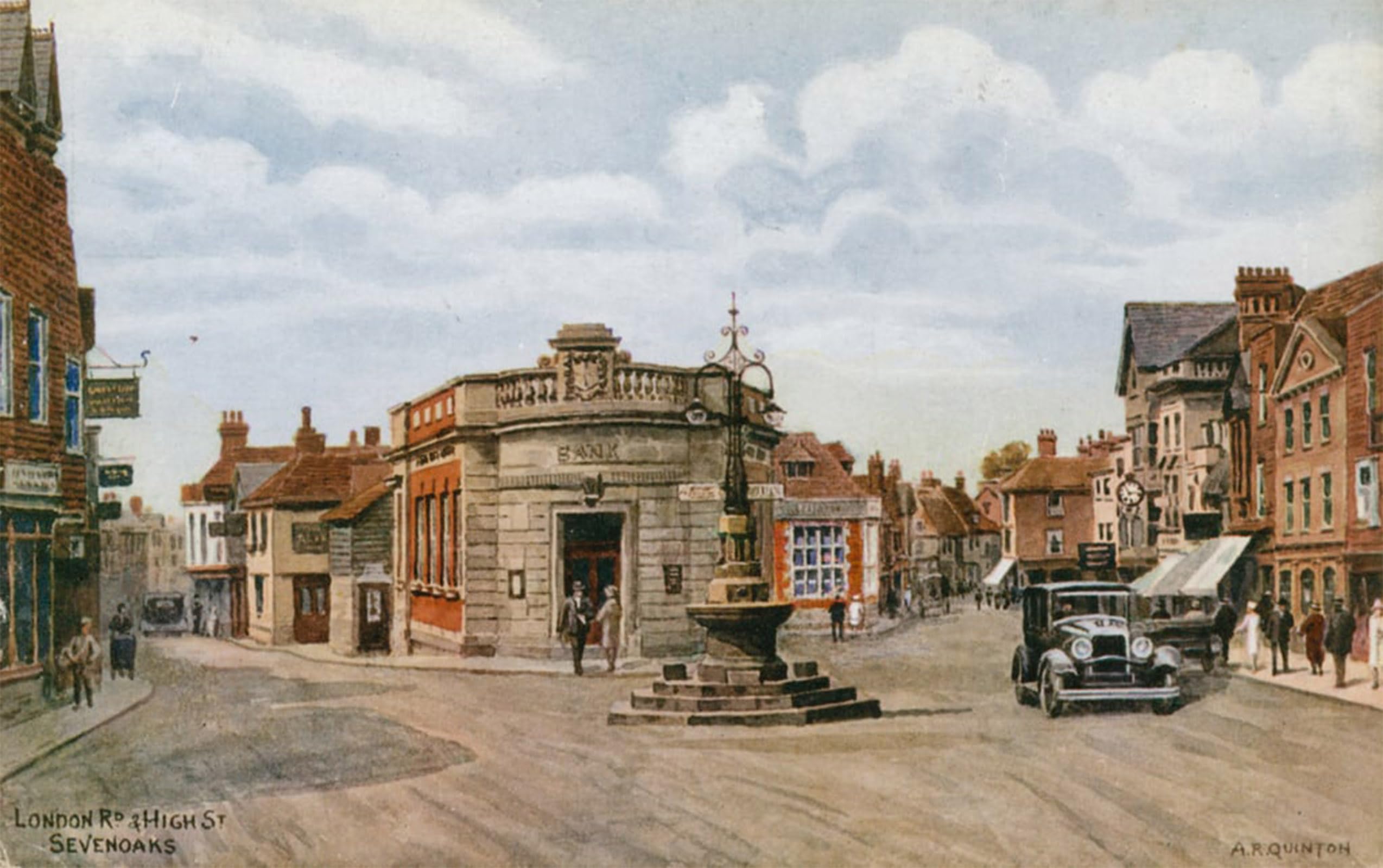 ARTXLXXBN Famous Print Painting Colorful Art Print London Road and High Street Sevenoaks by Alfred Robert Quinton Canvas Art Decorations for Home Decor 60x90cm