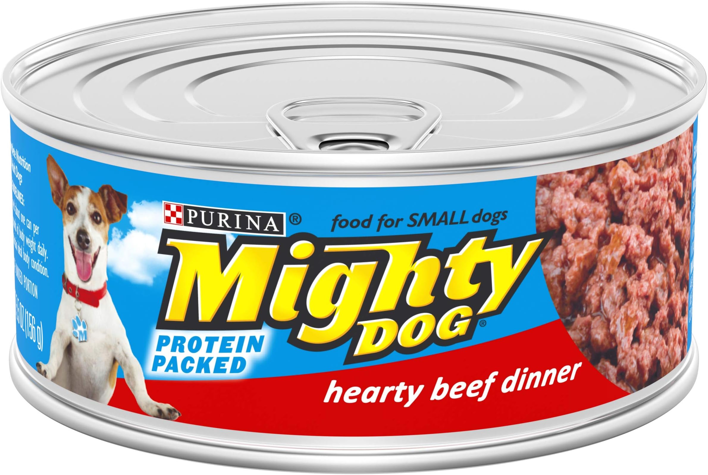 Purina Mighty Dog Small Breed Wet Dog Food, Hearty Beef Dinner - (24) 5.5 oz. Pull-Top Cans