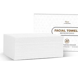 Disposable Face Towel,Biodegradable Facial Towels 9.89.8,20 Count Extra Thick Soft Large Travel Clean Facial Towels Plant Fiber Facial Washcloth Dry Wipes for Sensitive Skin,Travel,Makeup Remover