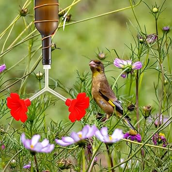 3PCS Flower Hummingbird Feeders Y Shape Design Garden Birdwatcher Essentias Waterer Outdoor Bird Feeding Station Y Shape Hummingbird Feeder