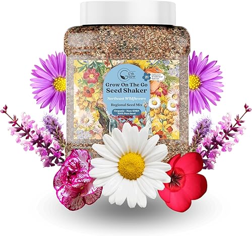 Miniatura 3 de Bulk Regional Wildflower Seed Tub - Semillas de flores silvestres del noreste orgánicas, sin OMG, 100% semillas puras, 21 variedades de semillas,