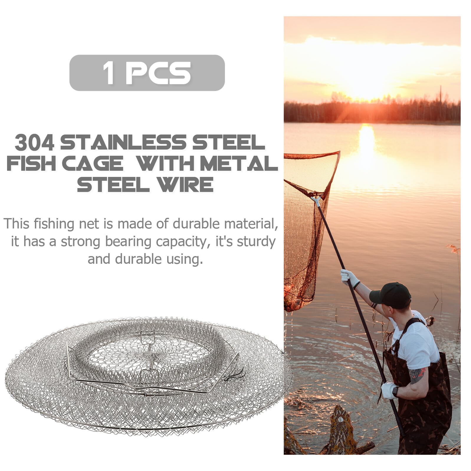 BESPORTBLE 1 Cesta De Pescado Cesta Plegable Cesta De Metal Red De Pesca Plegable Jaula De Cesta De Cangrejo De Pescado Redes De Pesca De Camarones Cesta De Pesca Portátil Jaula De Malla