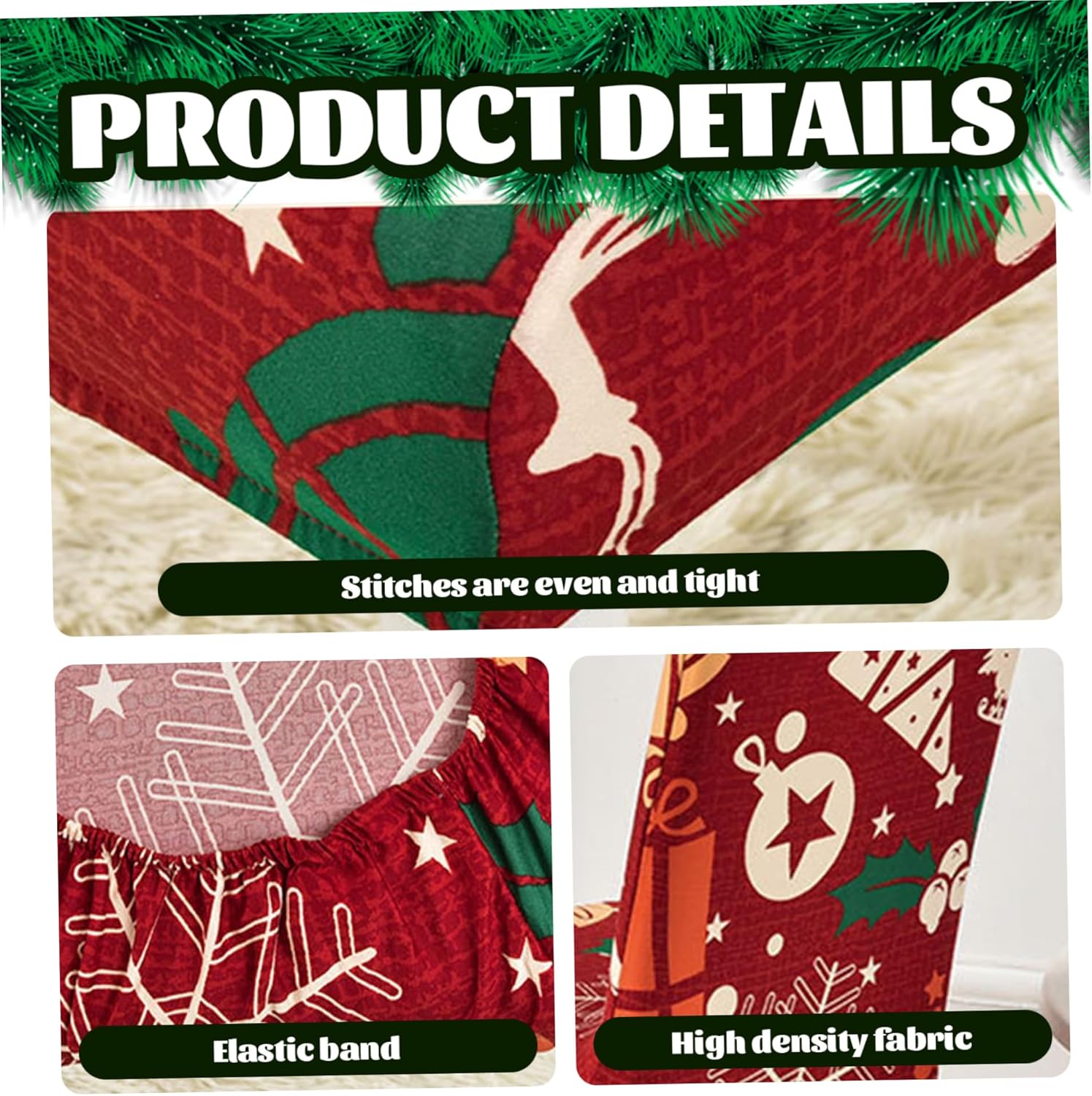 Christmas Decorations 3 Sets Christmas Chair Covers All-Around Wrap & Stretchy Dining Chair Covers with Tree Snowflakes and More Removable Slipcovers for Dining Room Hotel Ceremony