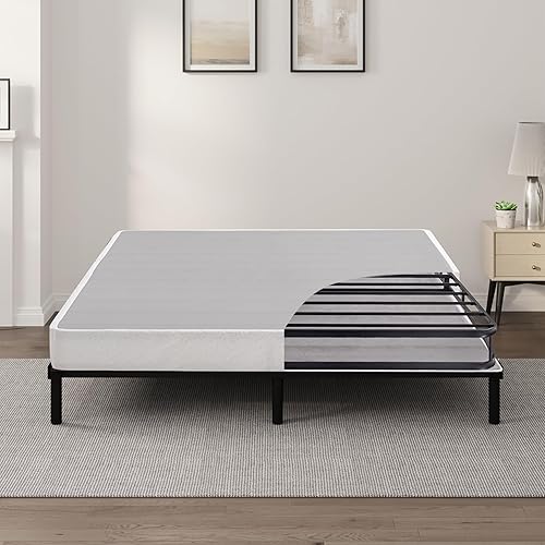 Somier de metal King de 5 pulgadas con montaje rápido, base de colchón resistente, marco de metal de acero fuerte, fácil montaje