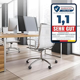 KARAT Bodenschutzmatte für Hartböden - Neo - Fußbodenschutz Schutzmatte Bürostuhl für Parkett Laminat Bodenmatte Bürostuhl - Stärke: 1,5 mm (Transparent, 90 x 120 cm)