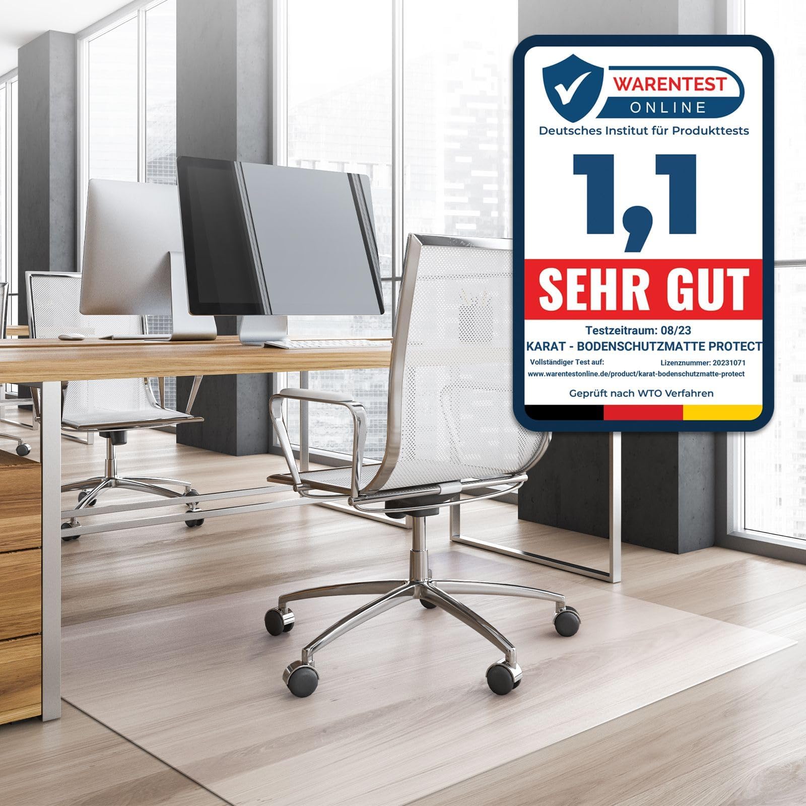 Karat Transparent Neo Floor Protection Mat For Hard Floors, Floor Protection Mat, Office Chair For Parquet, Laminate, Floor Mat, Office Chair, Thickness: 1.5 Mm (, 90 X 120 Cm)