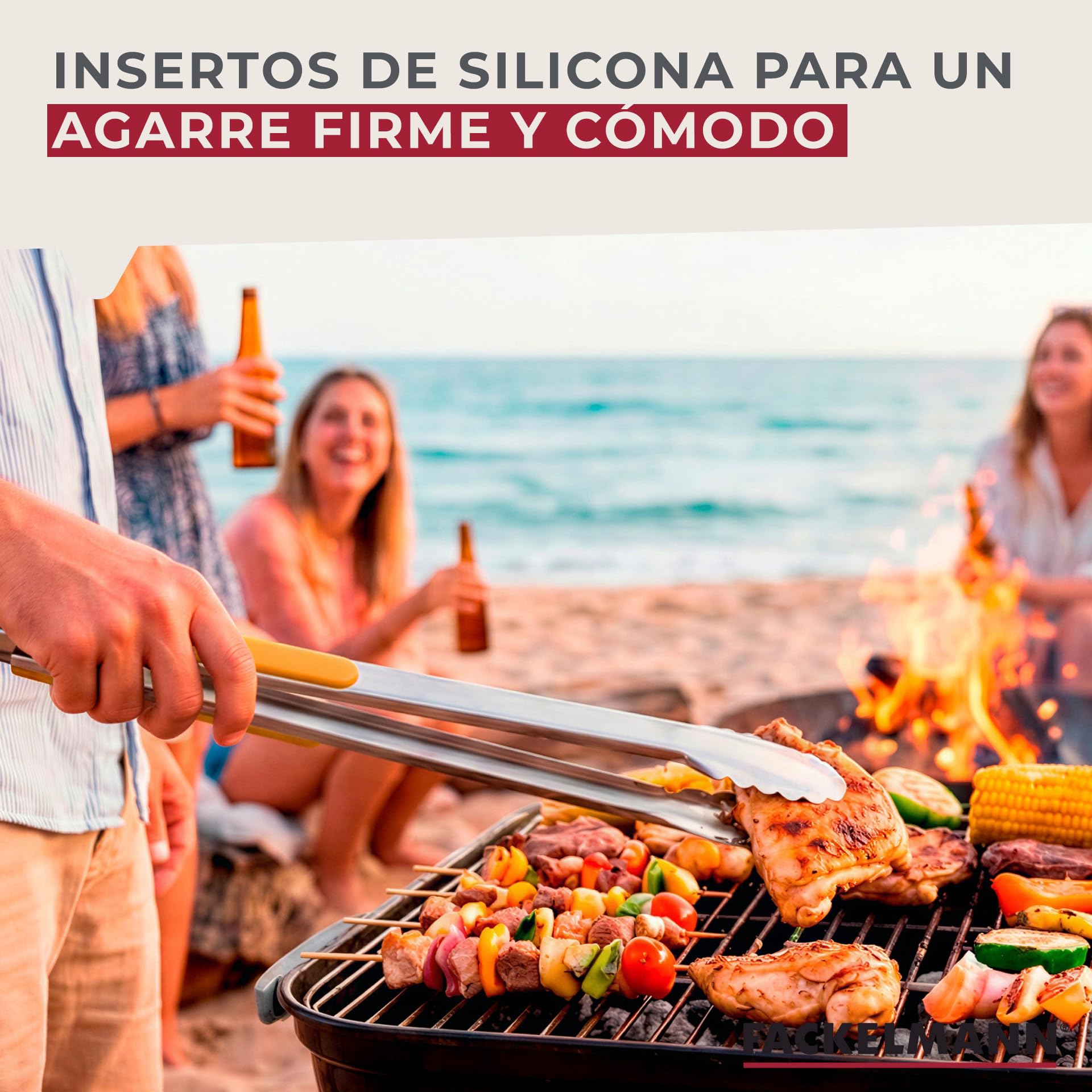 Fackelmann BBQ Pinzas de Acero Inoxidable para Parrilla, Mango PP y TPR Antideslizante, 45 cm, 1 ud — view 6
