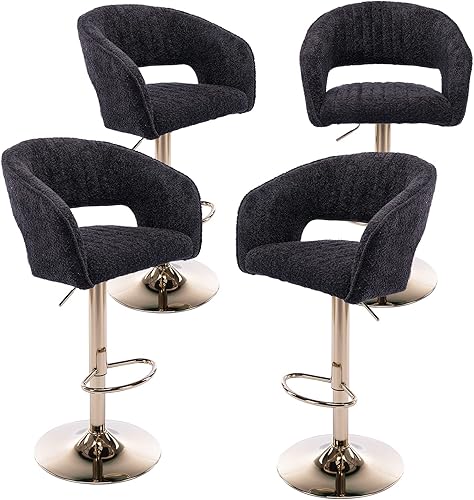 ZHENGHAO Juego de 2 taburetes de bar tapizados de 24 pulgadas con altura de mostrador con respaldo, taburetes de bar giratorios de tela de lino con