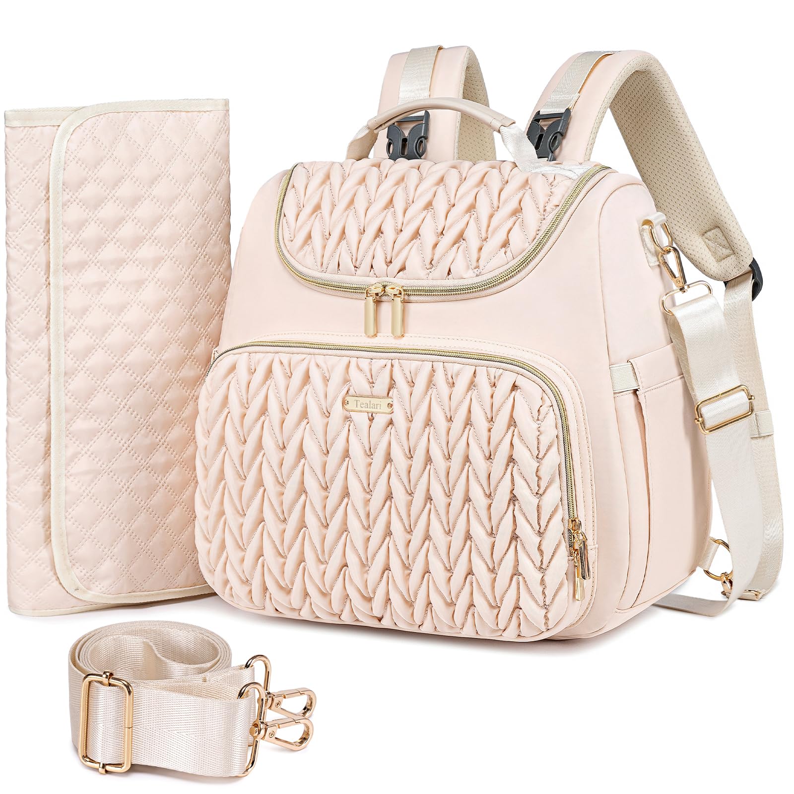 Tealari 4 in 1 Convertible Diaper Bag Backpack Beige