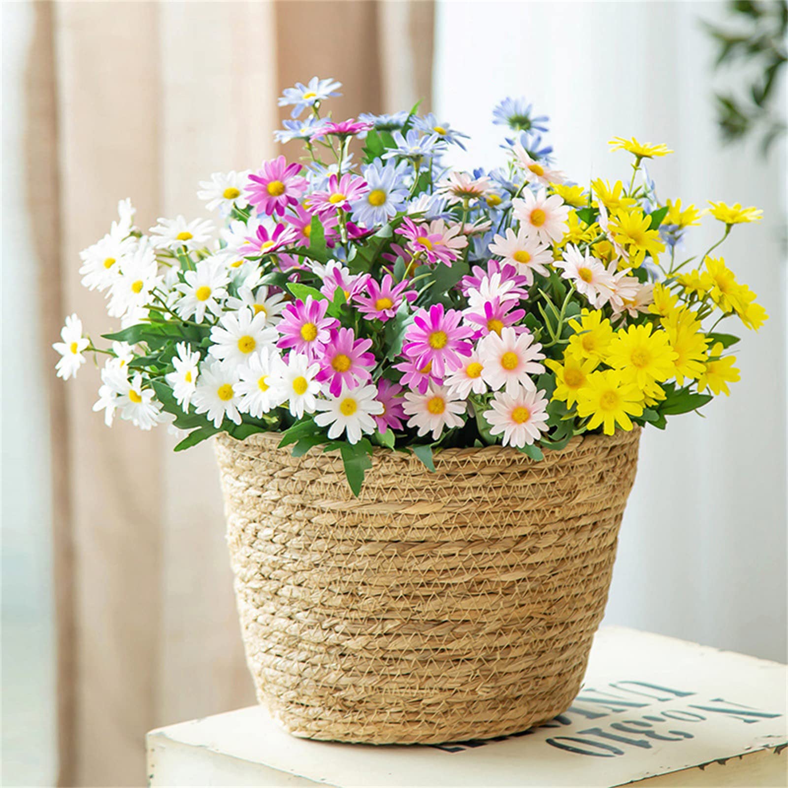 Bouquet De Marguerites Artificielles Blanches En Soie Avec